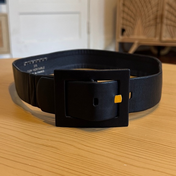 Givenchy Accessories - Givenchy Vintage Navy Blue Leather Belt w/ Square Buckle - US S / 28